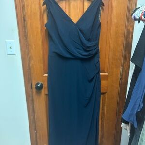 Bill Levkoff Asymmetrical Navy Dress